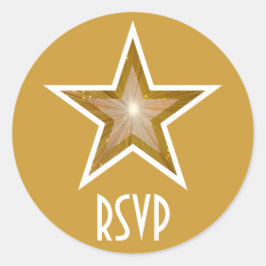 "Gold" Star RSVP-ronde sticker geel