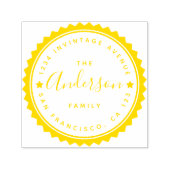 Gold Star & Script Round Typography Retouradres Zelfinktende Stempel (Design)