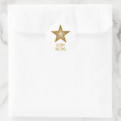 Gold Star 'Seizoensgroeten' rond sticker wit (Tas)