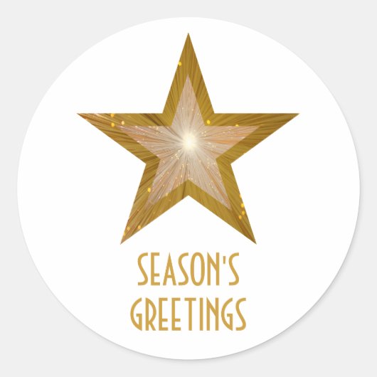 Gold Star 'Seizoensgroeten' rond sticker wit (Voorkant)