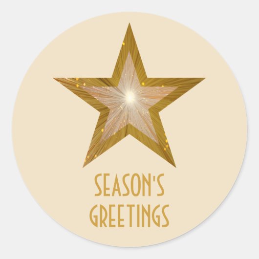 Gold Star 'Seizoensroet' rond sticker crème (Voorkant)