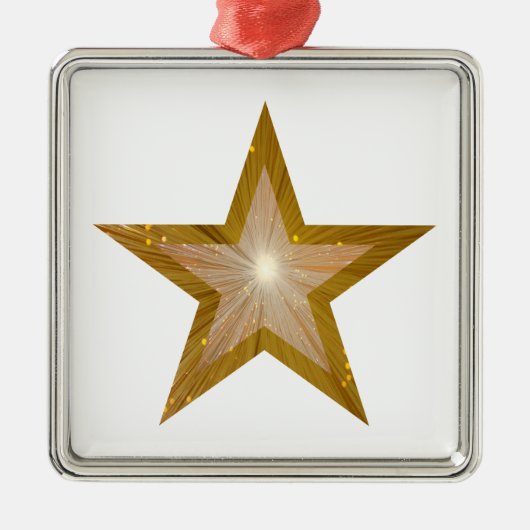 Gold Star-sierplein wit Metalen Ornament (Voorkant)