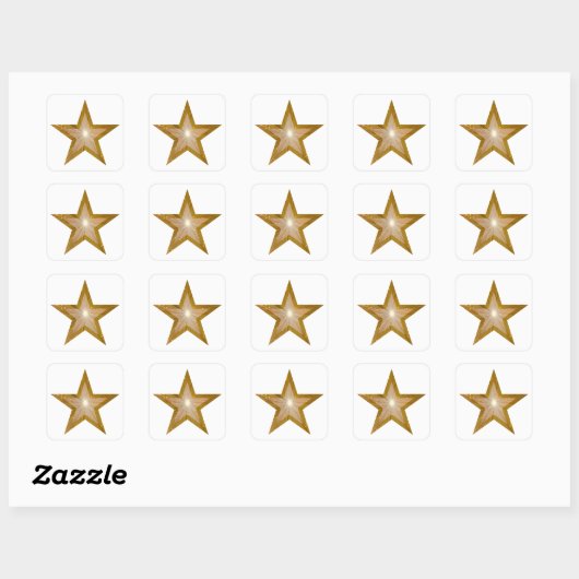 Gold Star Square sticker wit (Vel)