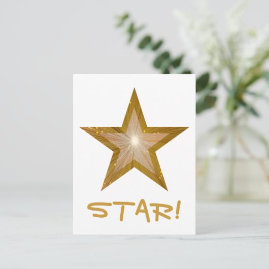 Gold Star 'STAR'! briefkaart wit (Staand voorkant)