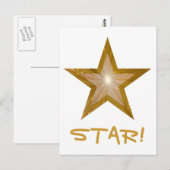 Gold Star 'STAR'! briefkaart wit (Voorkant / Achterkant)