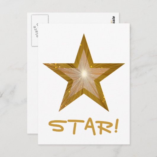 Gold Star 'STAR'! briefkaart wit (Voorkant / Achterkant)