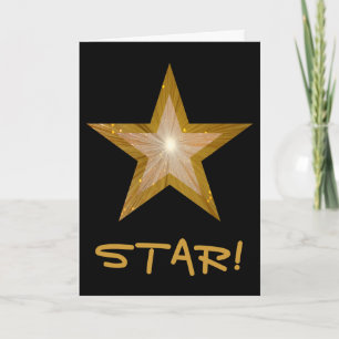 Gold Star 'STAR'! 'Dank u' zwarte kaart verticaal