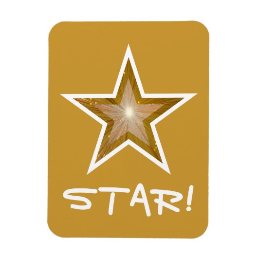 'Gold' Star 'STAR!' flexibel magneetgoud Magneet (Verticaal)