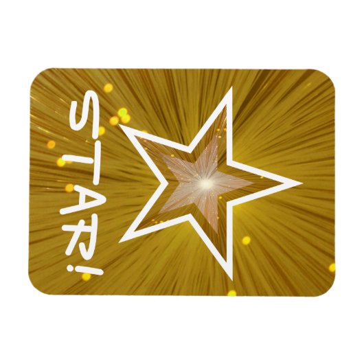 'Gold' Star 'STAR!' flexibele magneet (Horizontaal)