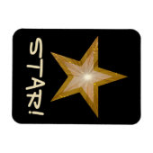 'Gold' Star 'STAR!' flexibele magneet zwart (Horizontaal)