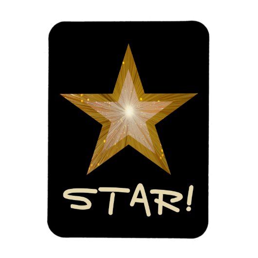 'Gold' Star 'STAR!' flexibele magneet zwart (Verticaal)
