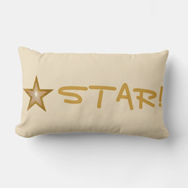 "Gold" Star 'STAR!" gooit klooglumbale crème Kussen (Voorkant)