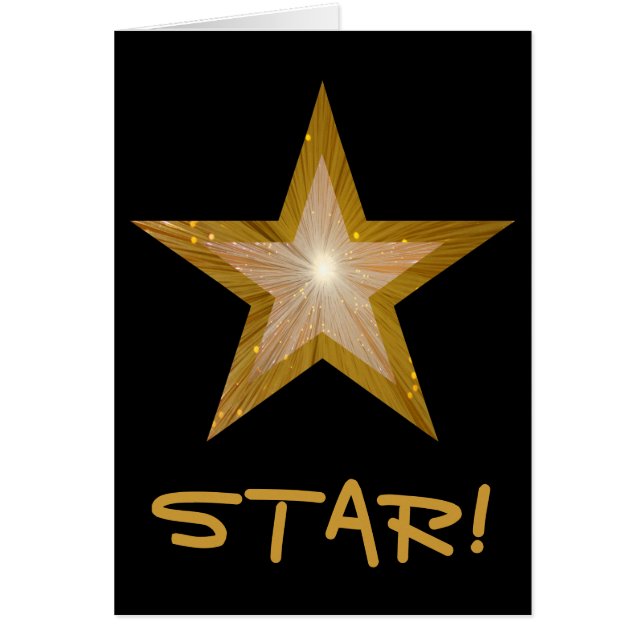 Gold Star 'STAR!' 'Happy Birthday' zwarte kaart (Voorkant)