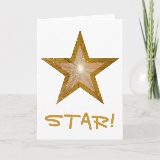 Gold Star 'STAR!'-kaart, verticaal Feestdagen Kaart (Voorkant)