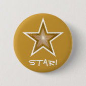 "Gold" Star 'STAR!"-knoopgoud Ronde Button 5,7 Cm (Voorkant)