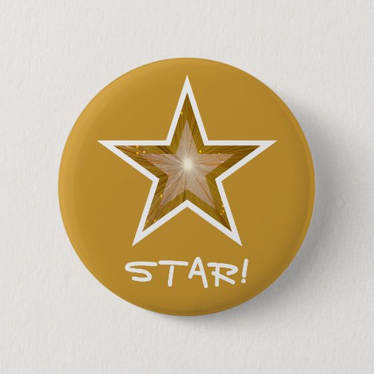 "Gold" Star 'STAR!"-knoopgoud Ronde Button 5,7 Cm (Voorkant)