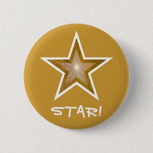 "Gold" Star 'STAR!"-knoopgoud Ronde Button 5,7 Cm