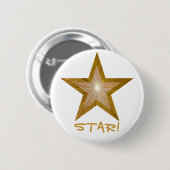 "Gold" Star 'STAR!" knop wit Ronde Button 5,7 Cm (Voorkant /achterkant)