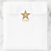 Gold Star 'STAR!' ronde sticker wit (Tas)