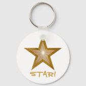 Gold Star 'STAR!' sleutelhanger wit (Voorkant)