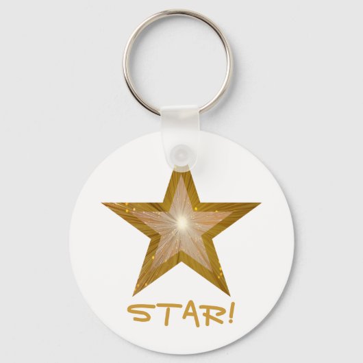 Gold Star 'STAR!' sleutelhanger wit (Voorkant)