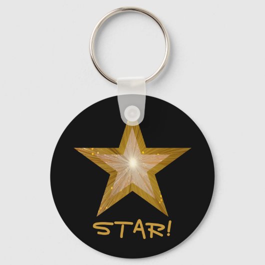 Gold Star 'STAR!' sleutelhanger zwart (Voorkant)