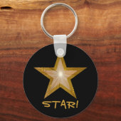 Gold Star 'STAR!' sleutelhanger zwart (Voorkant)