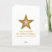 Gold Star 'STAR!' 'Thank you' kaart zwart verticaa (Achterkant)