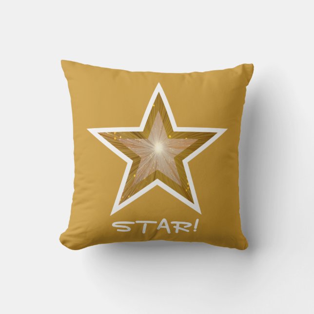 "Gold" Star "Star" vierkant goud Kussen (Voorkant)
