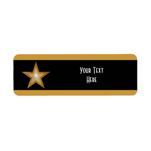Gold Star stripe 'Jouw tekst'-label wit zwart Etiket (Voorkant)