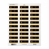 Gold Star stripe 'Jouw tekst'-label wit zwart Etiket (Full Sheet)