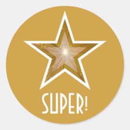 Gold Star 'SUPER' ronde sticker geel