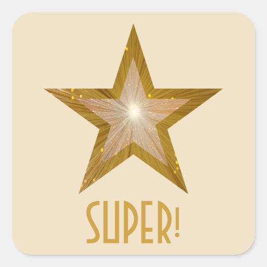 Gold Star 'SUPER'-sticker Vierkante Sticker (Voorkant)
