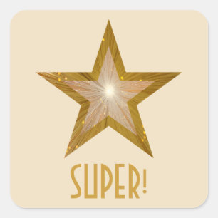 Gold Star 'SUPER'-sticker Vierkante Sticker