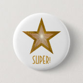 'Gold' Star 'SUPER'-toets wit Ronde Button 5,7 Cm (Voorkant)