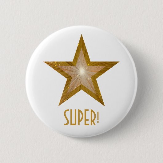 'Gold' Star 'SUPER'-toets wit Ronde Button 5,7 Cm (Voorkant)