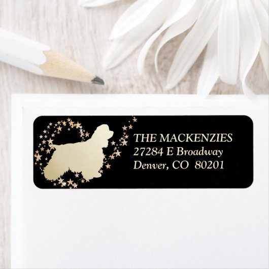 Gold Star Swirl American Cocker Spaniel Etiket (Insitu)