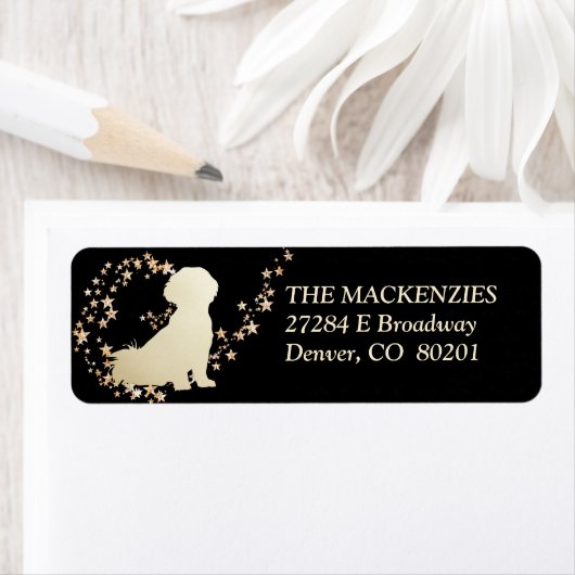 Gold Star Swirl Shih Tzu Dog Etiket (Insitu)