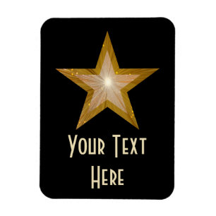 "Gold" Star 'Text' flexibele magneet, verticaal zw Magneet