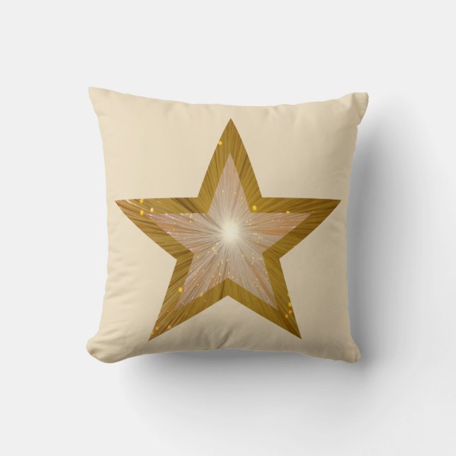 "Gold" Star 'Text' gooit kloogplein Kussen (Voorkant)