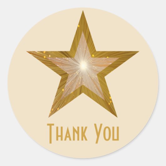 Gold Star "Thank You" ronde sticker (Voorkant)