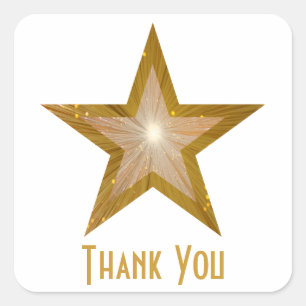 "Gold" Star 'Thank You' vierkante sticker wit