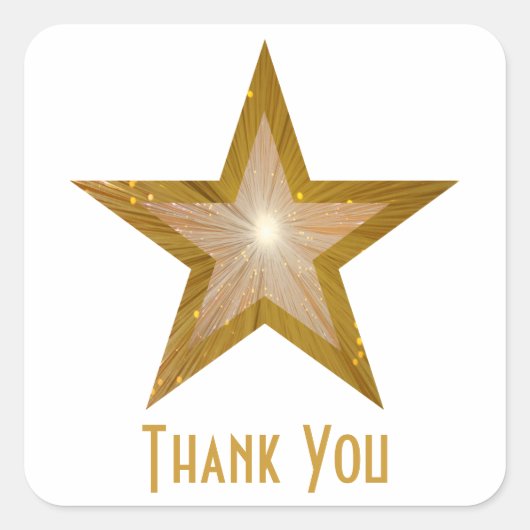 "Gold" Star 'Thank You' vierkante sticker wit (Voorkant)