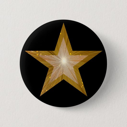 "Gold" Star-toets zwart Ronde Button 5,7 Cm (Voorkant)