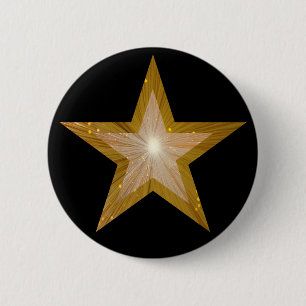 "Gold" Star-toets zwart Ronde Button 5,7 Cm