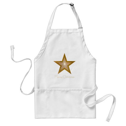 Gold Star Two Tone 'Merry Kerstmis'-schort Standaard Schort (Voorkant)