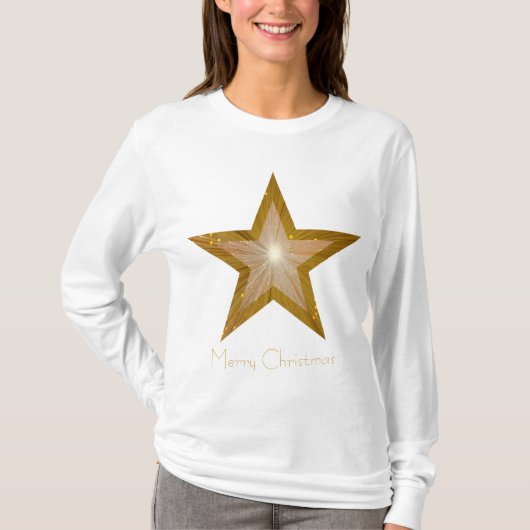 Gold Star 'two tone'-teksthoes t-shirt (Voorkant)