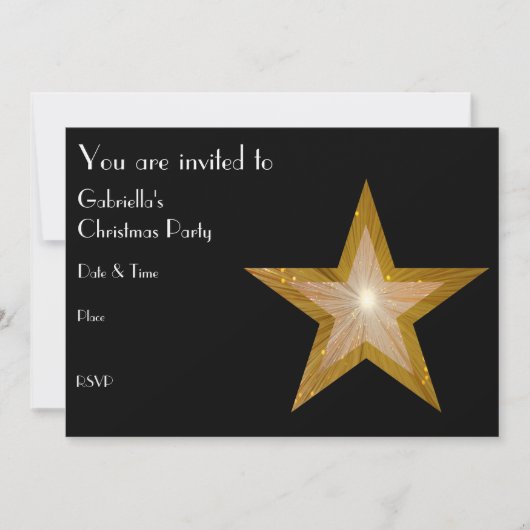 Gold Star uitnodiging voortekst zwart (Voorkant)
