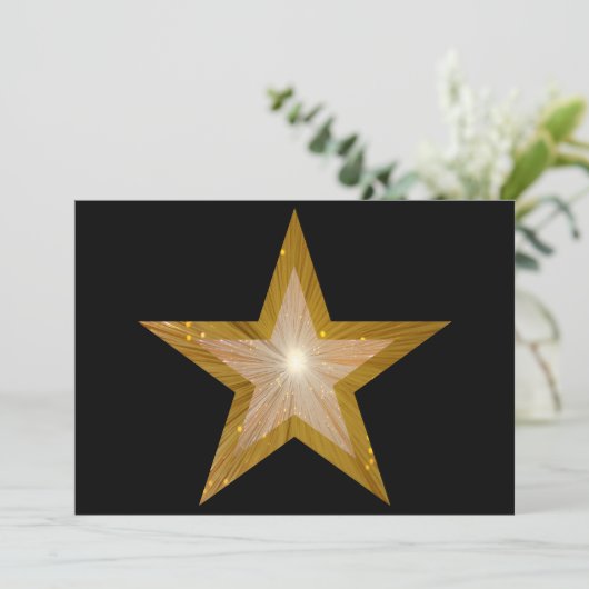 Gold Star-uitnodiging zwart Kaart (Staand voorkant)