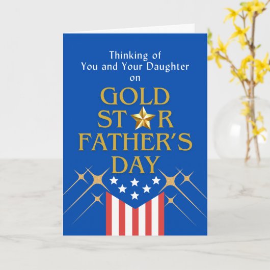 Gold Star Vaderdag Dochter Herdenking Kaart (Gele Bloem)